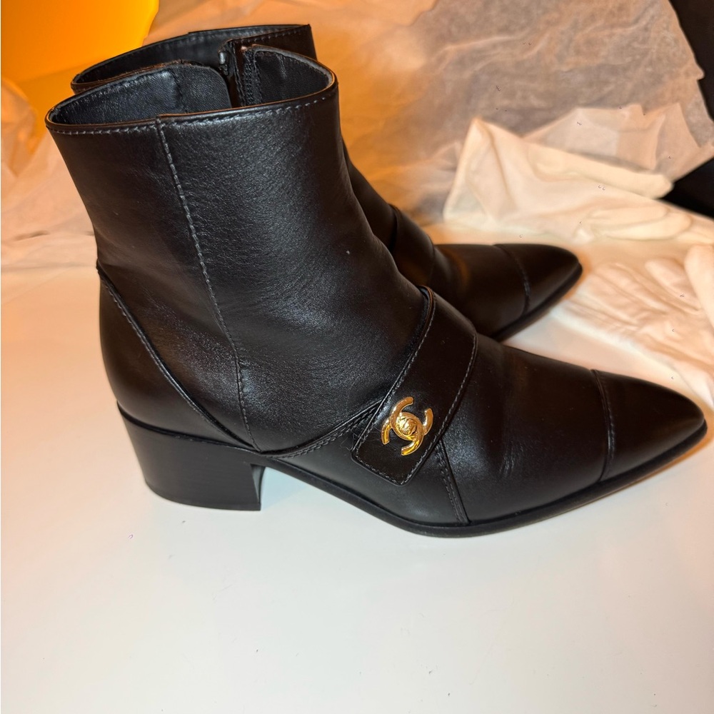 Chanel ankle boots black stretch lambskin - Picture 6 of 6